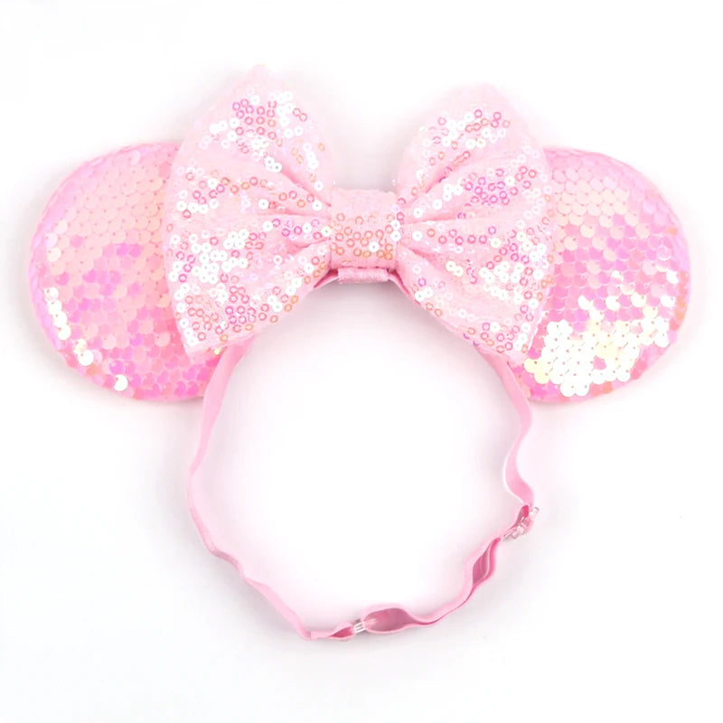 2025 Disney 3.3"Minnie Mickey Ear Elastic Headbands For Newborn Fashion Glitter Adjusted Hairband Baby DIY Hair Accessories
