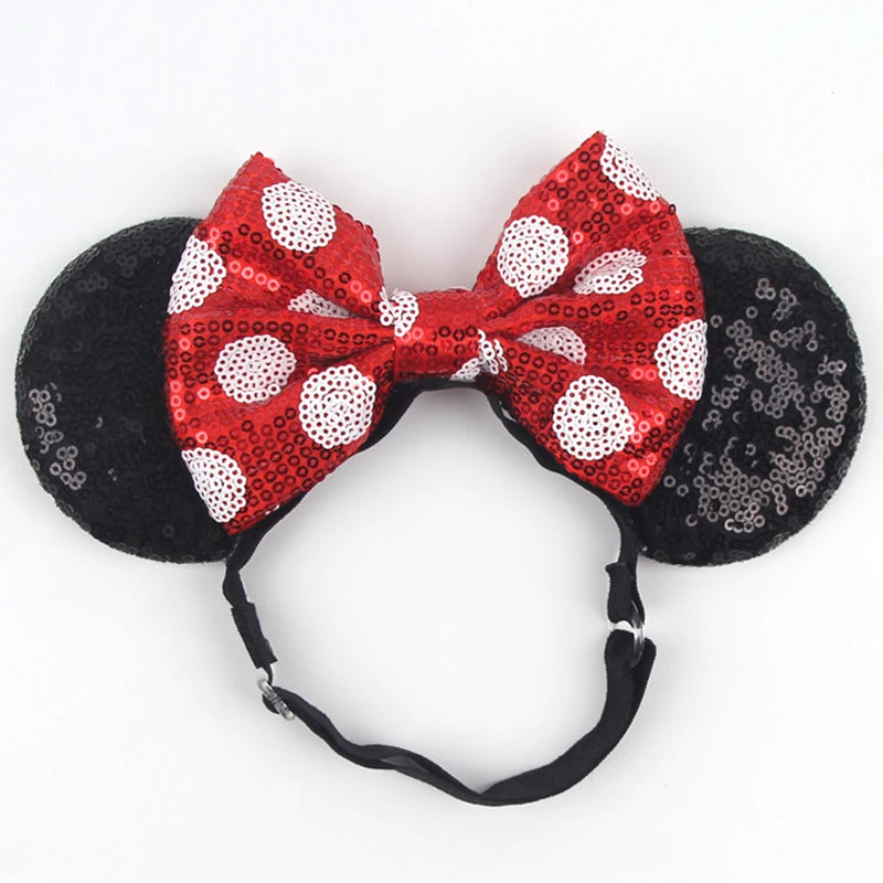 2025 Disney 3.3"Minnie Mickey Ear Elastic Headbands For Newborn Fashion Glitter Adjusted Hairband Baby DIY Hair Accessories