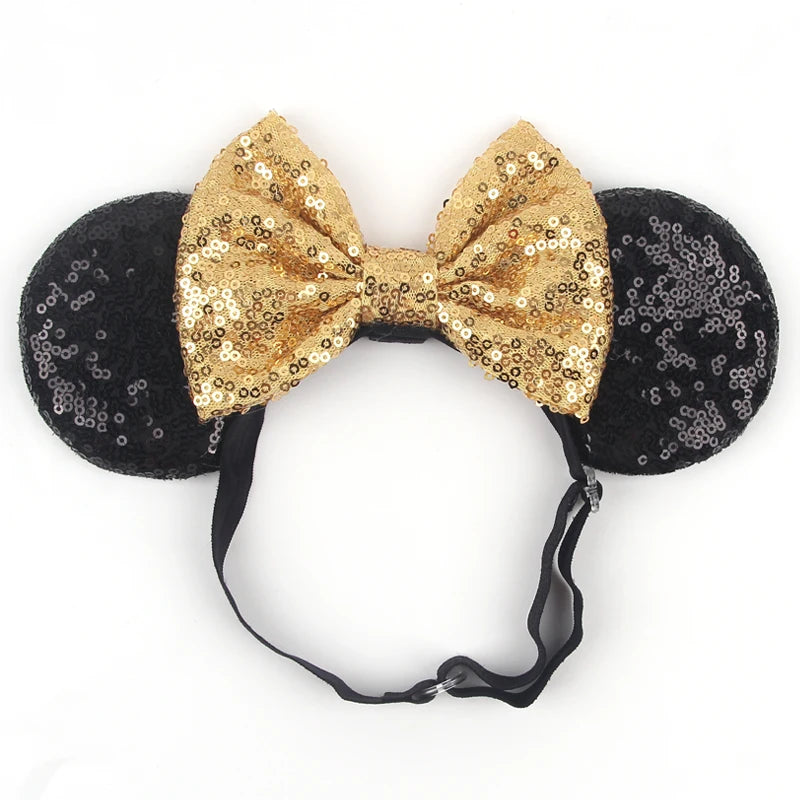 2025 Disney 3.3"Minnie Mickey Ear Elastic Headbands For Newborn Fashion Glitter Adjusted Hairband Baby DIY Hair Accessories