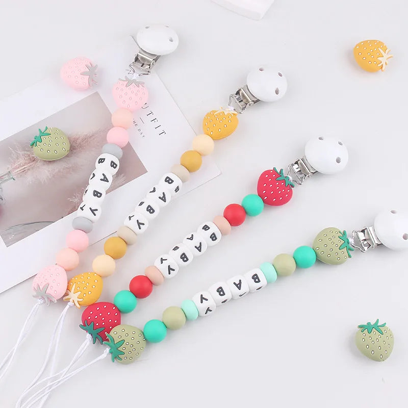 Custom Baby Pacifier Chain Newborn Dummy Nipple Holder Babies Accessories Teething Chew Gifts Chupeteros Personalizados Nombre