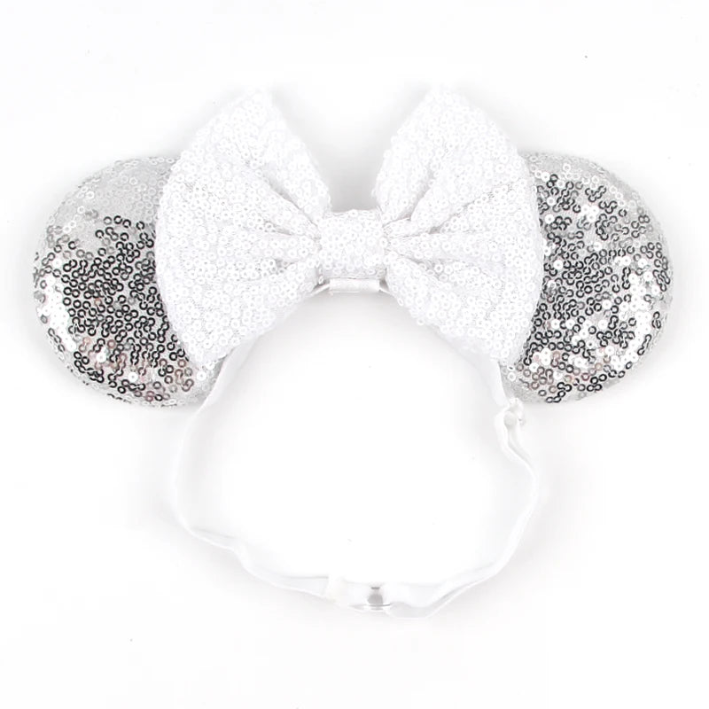 2025 Disney 3.3"Minnie Mickey Ear Elastic Headbands For Newborn Fashion Glitter Adjusted Hairband Baby DIY Hair Accessories