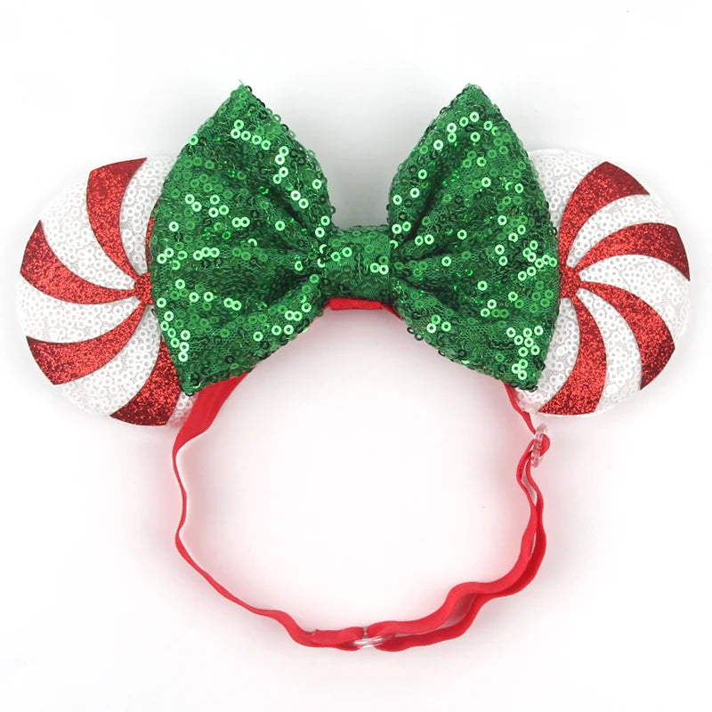 2025 Disney 3.3"Minnie Mickey Ear Elastic Headbands For Newborn Fashion Glitter Adjusted Hairband Baby DIY Hair Accessories