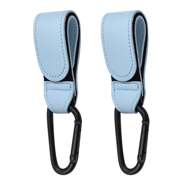 2Pcs Leather Cart Hooks Baby Stroller Hook PU Adjustable Pram Hook Organizer Diaper Bag Hanger Children Travel Accessories