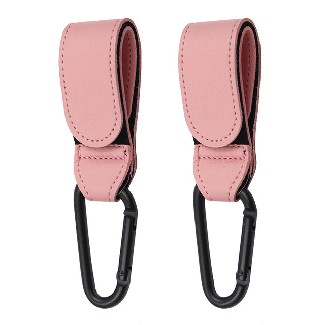 2Pcs Leather Cart Hooks Baby Stroller Hook PU Adjustable Pram Hook Organizer Diaper Bag Hanger Children Travel Accessories