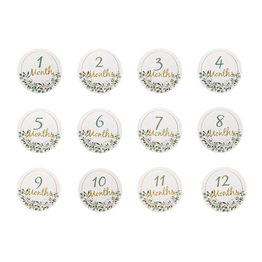 Baby Milestone Number Monthly Memorial Cards For Newborn Baby Paper Wooden Engraved Age Photography Accessories Birthing Gift
