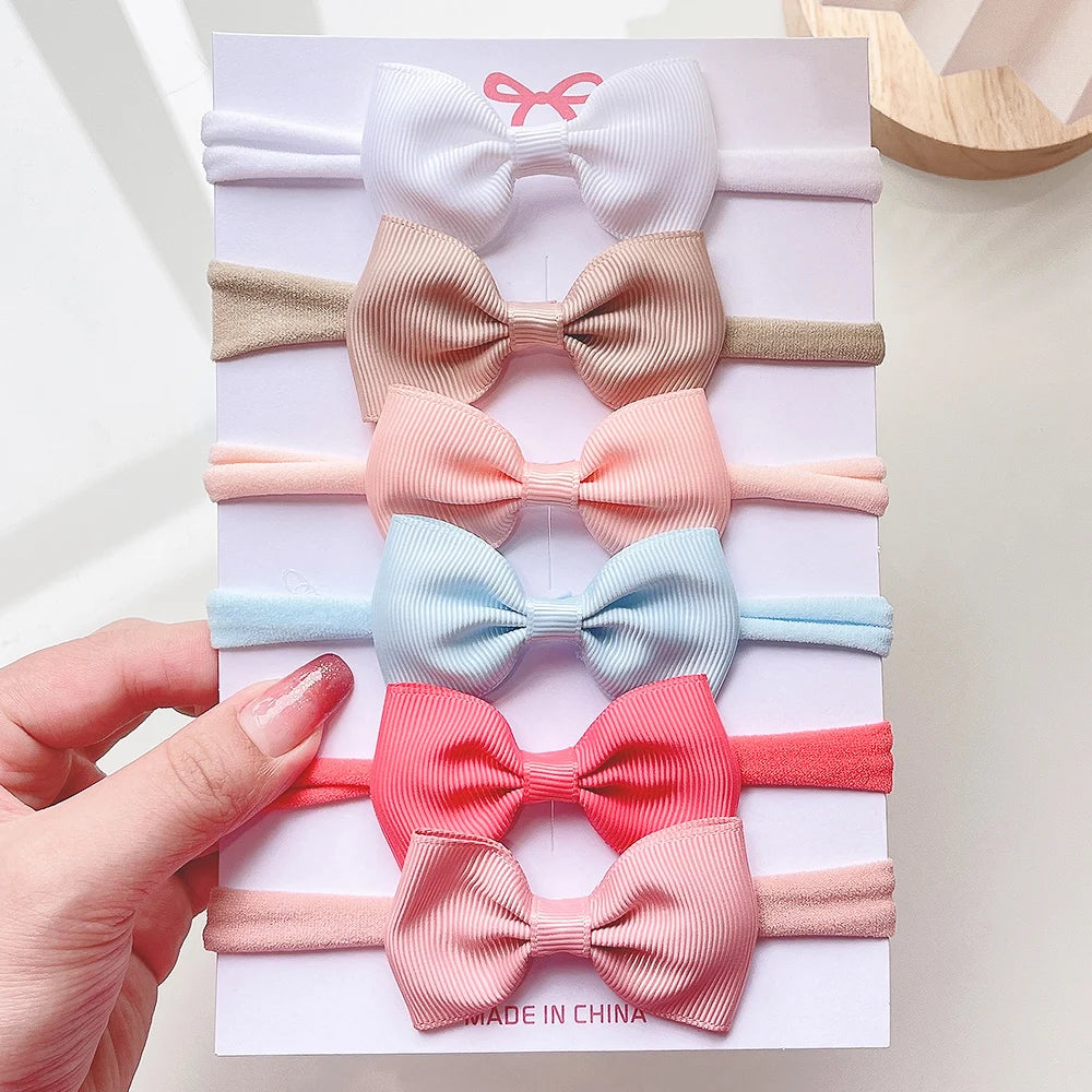 5Pcs/set Corduroy Baby Bows Headband For Girls Elastic Nylon Newborn Turban Hair Bands Toddle Hairband Headwear Hair Accessories