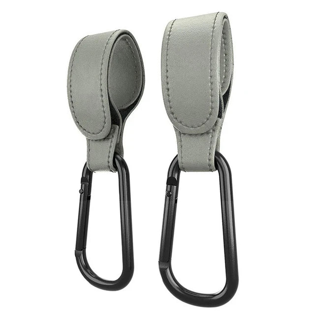 2Pcs Leather Cart Hooks Baby Stroller Hook PU Adjustable Pram Hook Organizer Diaper Bag Hanger Children Travel Accessories