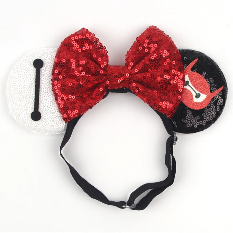 2025 Disney 3.3"Minnie Mickey Ear Elastic Headbands For Newborn Fashion Glitter Adjusted Hairband Baby DIY Hair Accessories