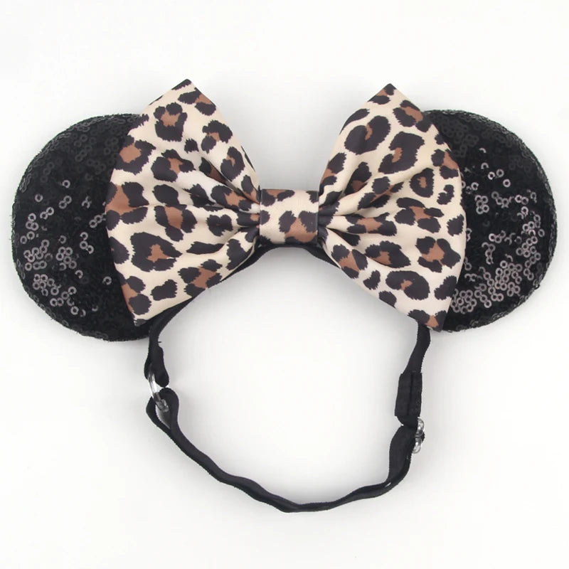 2025 Disney 3.3"Minnie Mickey Ear Elastic Headbands For Newborn Fashion Glitter Adjusted Hairband Baby DIY Hair Accessories