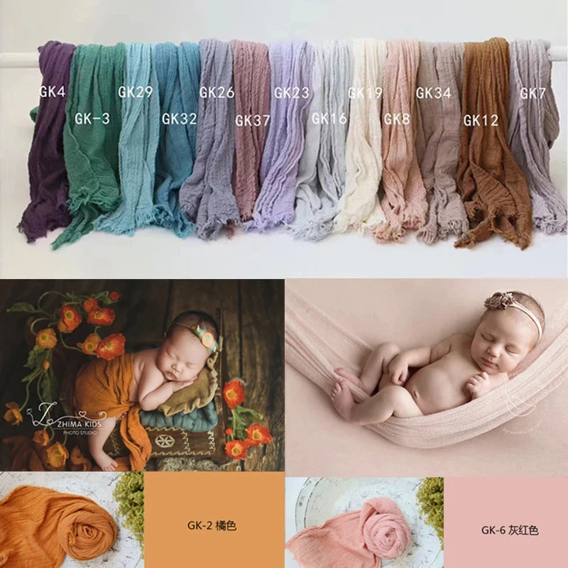 Seersucker Wrap Newborn Photography Props Soft Cotton Gauze Baby Swaddle Blanket Infant Studio Photo Basket Backdrop Accessories