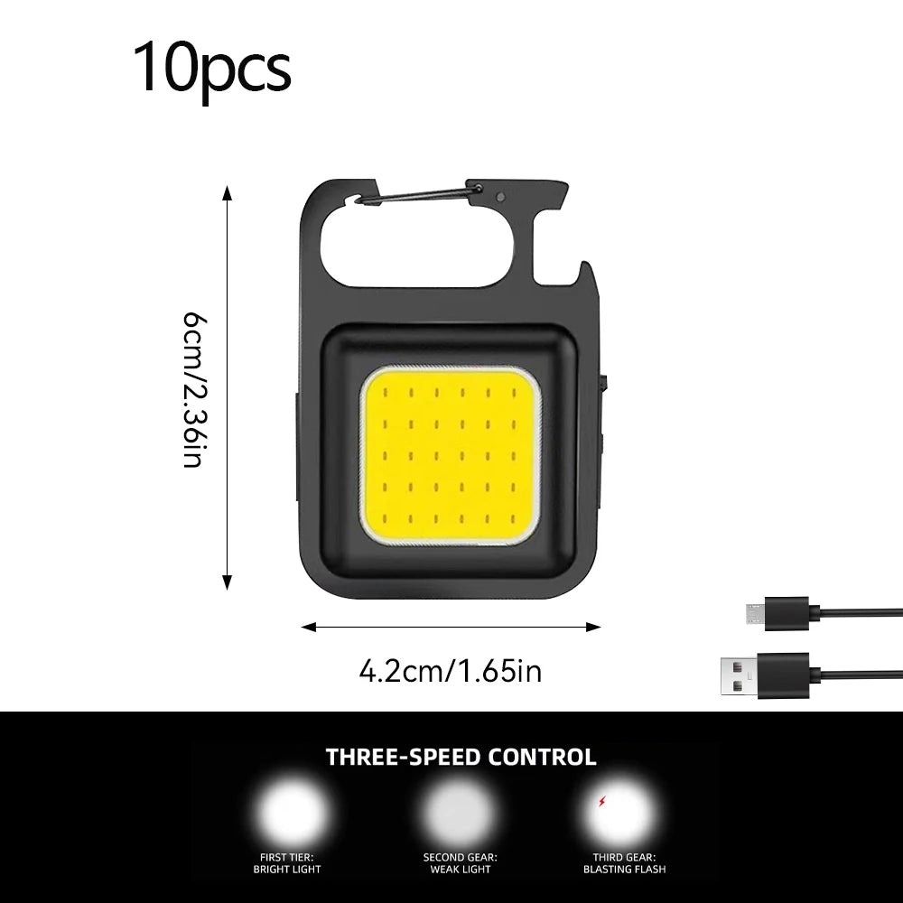 1pc/2pcs COB Keychain Work Light Flashlight  Keychain Light Emergency Light, Bottle Opener, Mini Flashlight With Magnetic Base