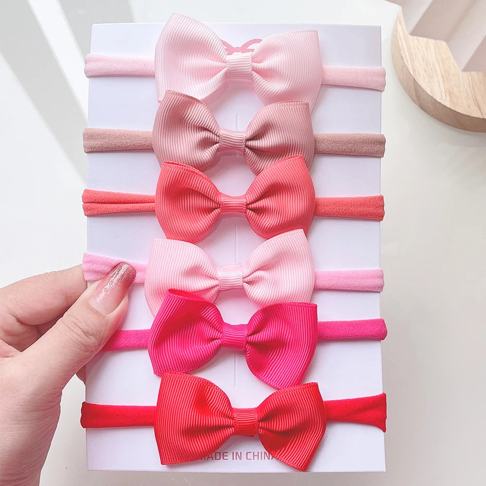 5Pcs/set Corduroy Baby Bows Headband For Girls Elastic Nylon Newborn Turban Hair Bands Toddle Hairband Headwear Hair Accessories