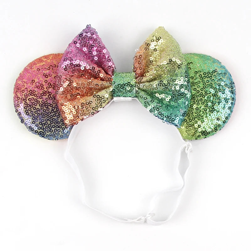 2025 Disney 3.3"Minnie Mickey Ear Elastic Headbands For Newborn Fashion Glitter Adjusted Hairband Baby DIY Hair Accessories