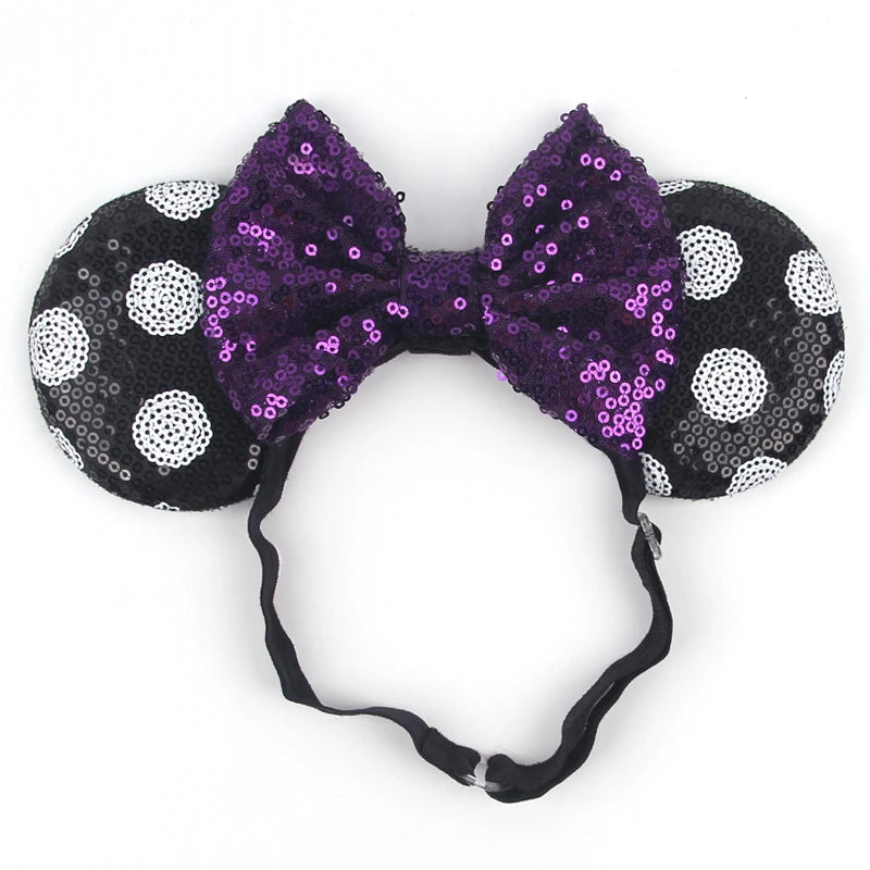 2025 Disney 3.3"Minnie Mickey Ear Elastic Headbands For Newborn Fashion Glitter Adjusted Hairband Baby DIY Hair Accessories