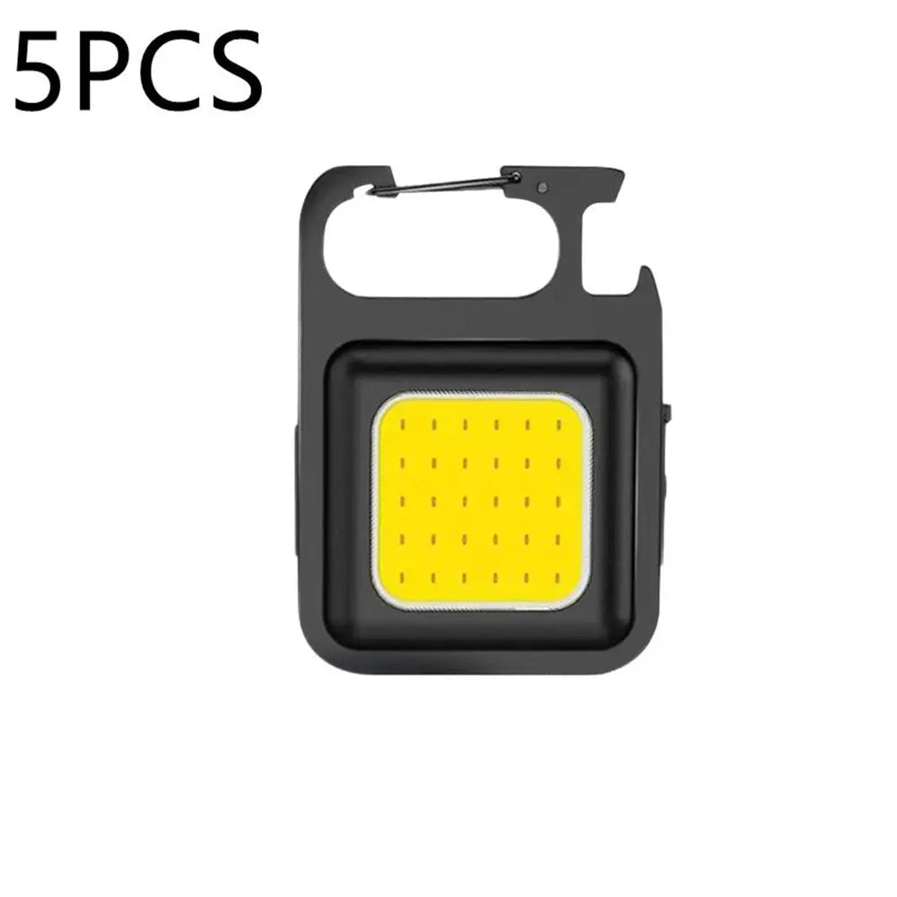 1pc/2pcs COB Keychain Work Light Flashlight  Keychain Light Emergency Light, Bottle Opener, Mini Flashlight With Magnetic Base