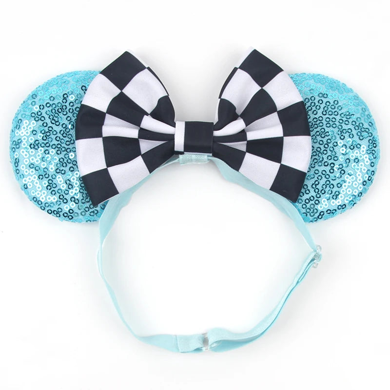 2025 Disney 3.3"Minnie Mickey Ear Elastic Headbands For Newborn Fashion Glitter Adjusted Hairband Baby DIY Hair Accessories