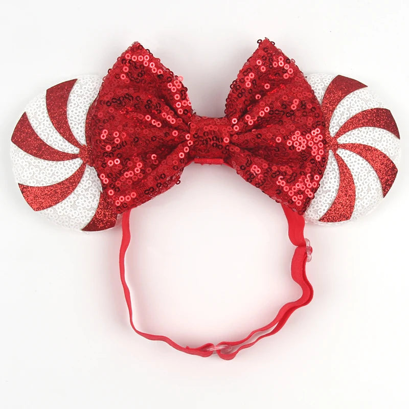 2025 Disney 3.3"Minnie Mickey Ear Elastic Headbands For Newborn Fashion Glitter Adjusted Hairband Baby DIY Hair Accessories