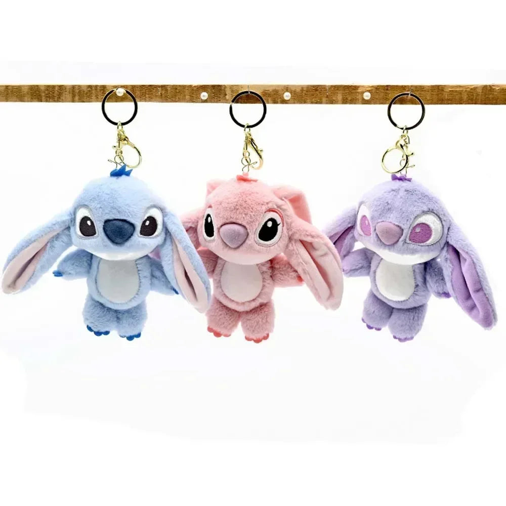 Cartoon Stitch Plush Keychain Soft Toy Cute Stuffed Animal Pendant Gift for Girls  Angel Doll Bag Charm Kids Birthday Present