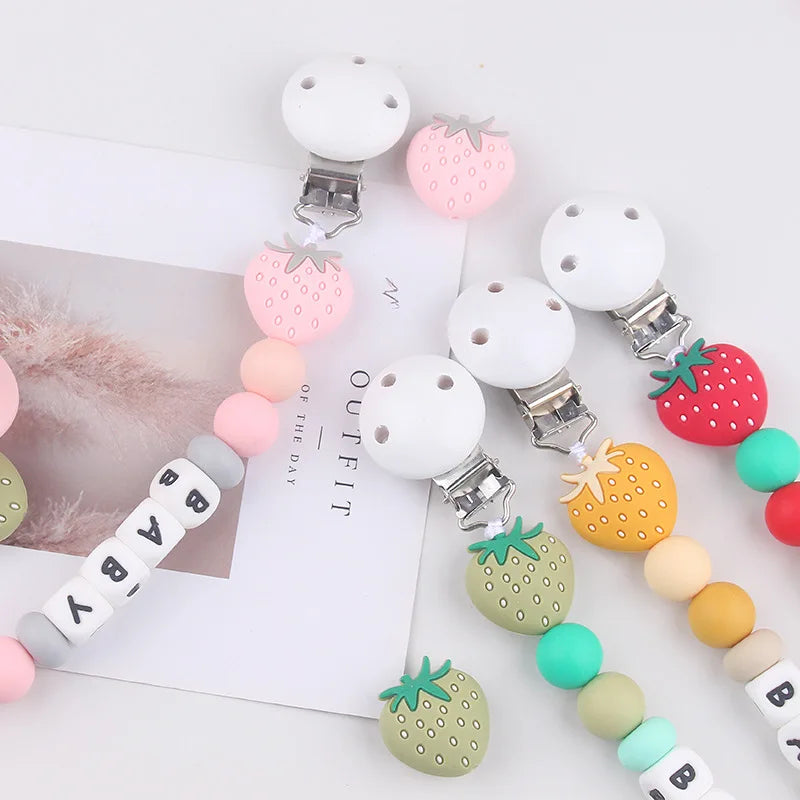 Custom Baby Pacifier Chain Newborn Dummy Nipple Holder Babies Accessories Teething Chew Gifts Chupeteros Personalizados Nombre