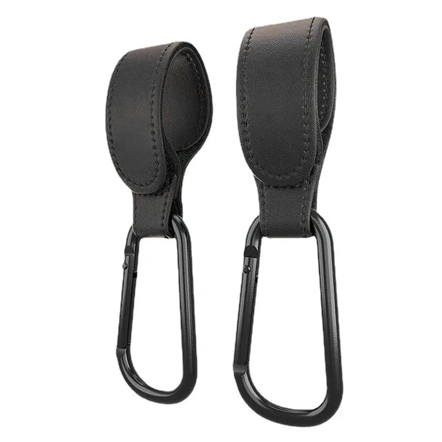 2Pcs Leather Cart Hooks Baby Stroller Hook PU Adjustable Pram Hook Organizer Diaper Bag Hanger Children Travel Accessories