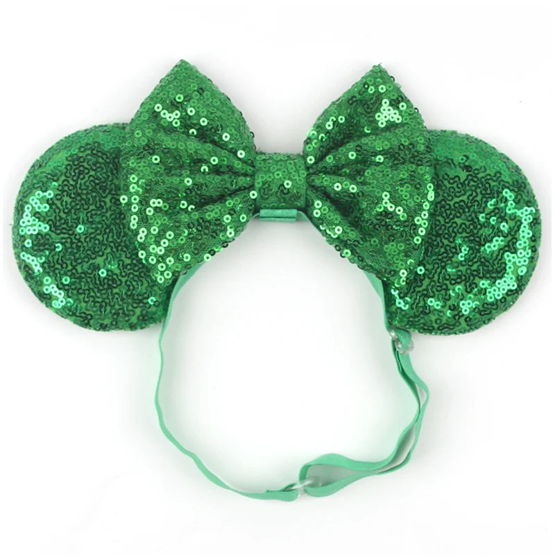 2025 Disney 3.3"Minnie Mickey Ear Elastic Headbands For Newborn Fashion Glitter Adjusted Hairband Baby DIY Hair Accessories