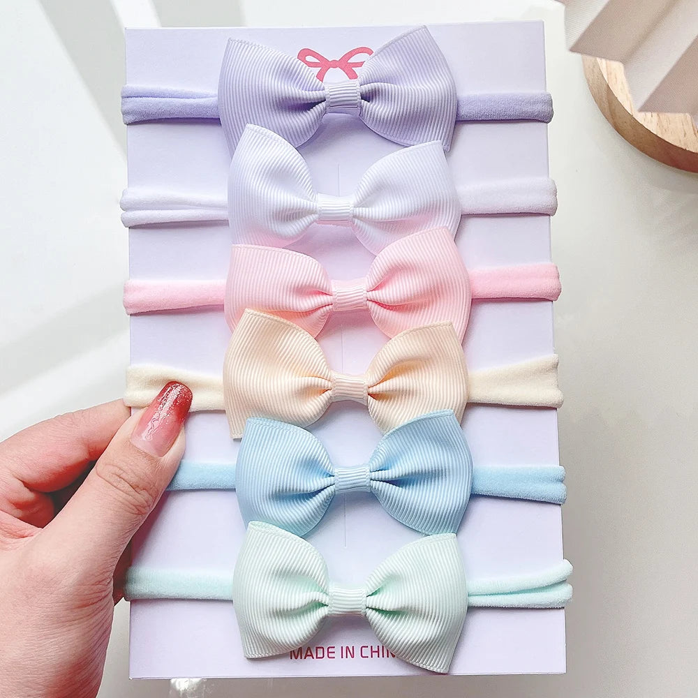 5Pcs/set Corduroy Baby Bows Headband For Girls Elastic Nylon Newborn Turban Hair Bands Toddle Hairband Headwear Hair Accessories