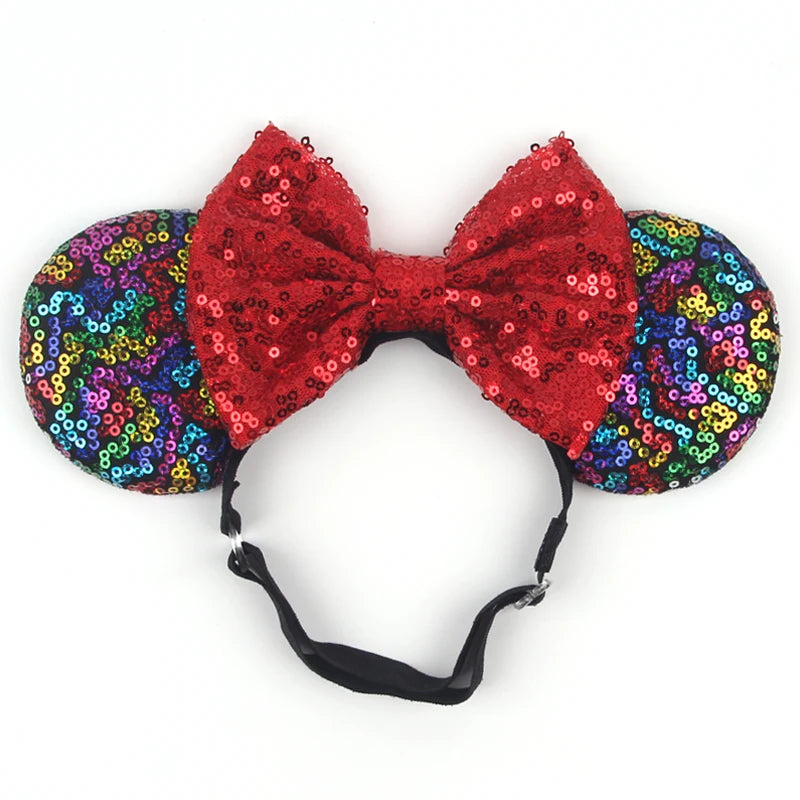 2025 Disney 3.3"Minnie Mickey Ear Elastic Headbands For Newborn Fashion Glitter Adjusted Hairband Baby DIY Hair Accessories