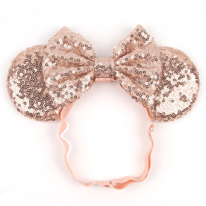 2025 Disney 3.3"Minnie Mickey Ear Elastic Headbands For Newborn Fashion Glitter Adjusted Hairband Baby DIY Hair Accessories