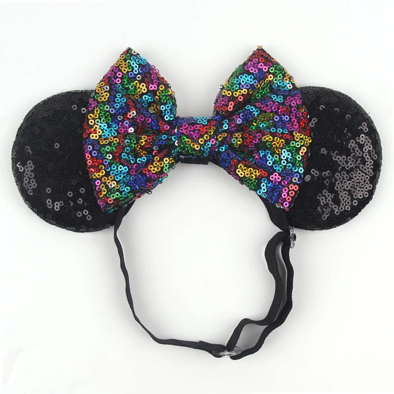 2025 Disney 3.3"Minnie Mickey Ear Elastic Headbands For Newborn Fashion Glitter Adjusted Hairband Baby DIY Hair Accessories