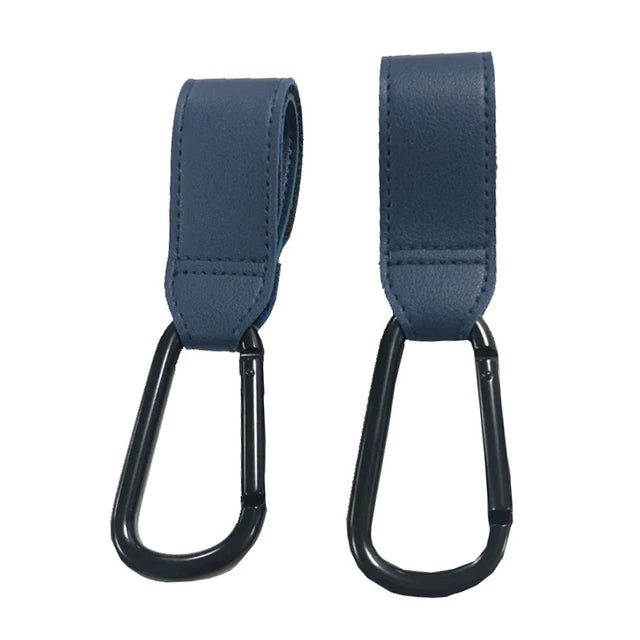 2Pcs Leather Cart Hooks Baby Stroller Hook PU Adjustable Pram Hook Organizer Diaper Bag Hanger Children Travel Accessories